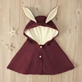 thumbnail image 2 of Toddler Girls Solid Color Plush Cute Rabbit Ears Winter Hoodie Button Coat Cloak, 2 of 9