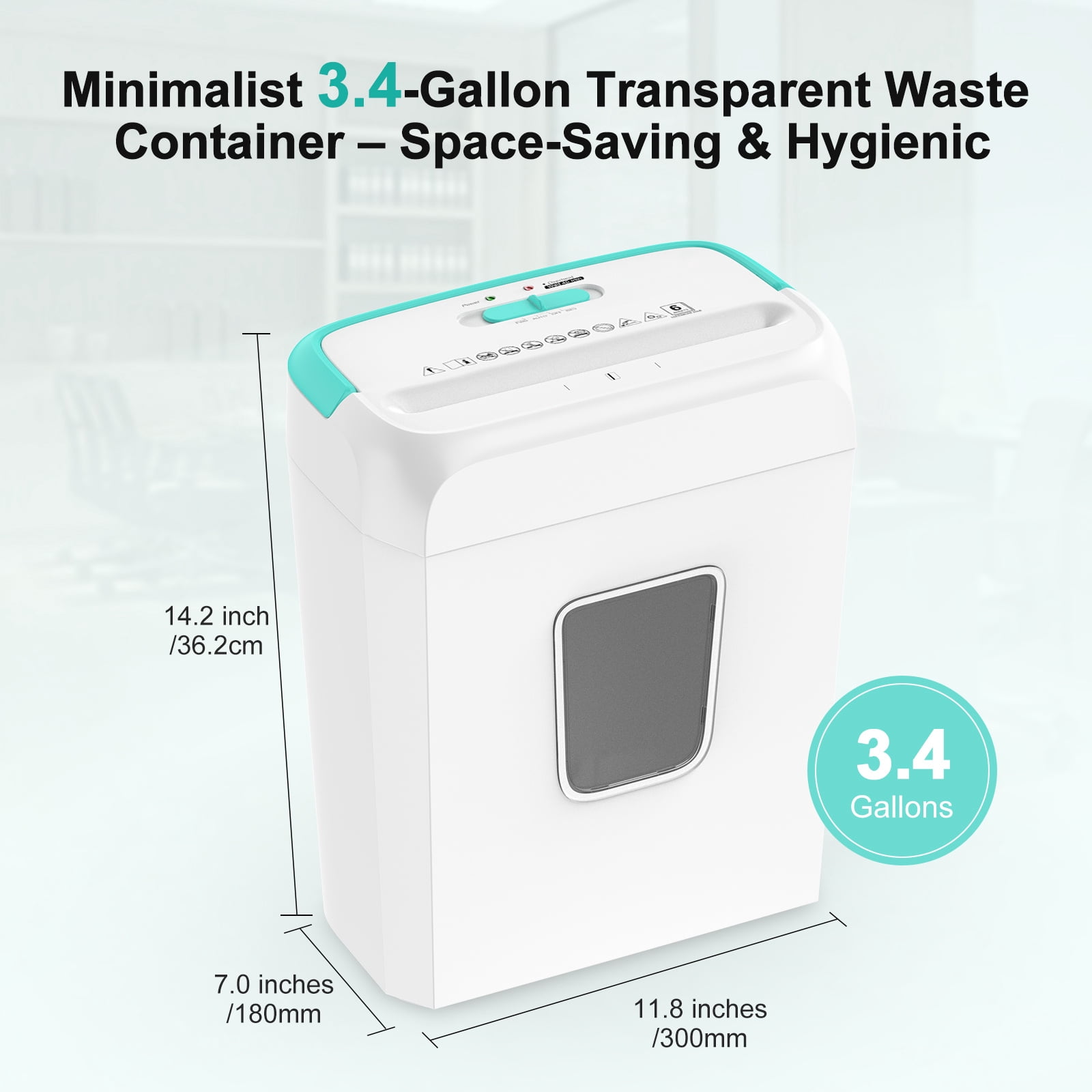 6-Sheet Cross-Cut for Staples, Clips, Documents Credit Card paper Shredder with 3.4 Gal Wastebasket & Portable Handle for Home&Office