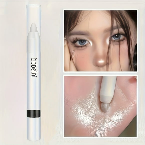 LNGOOR 1pc Radiant Pearl White Glitter Eye Highlighter Stick - Long-Lasting Smooth Glide-On Shimmery Brightener for Fair Skin Tones - Easy to Apply Non-Creasy Buildable Formula