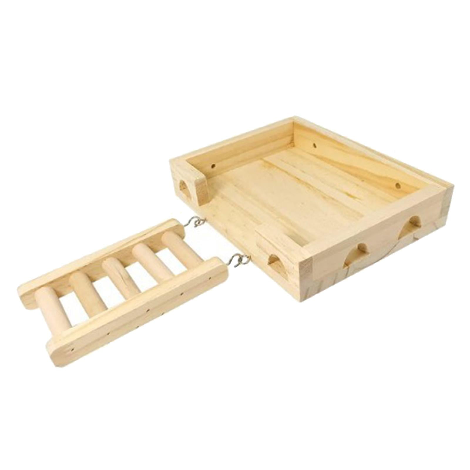 Bvdfgk Hamster Wooden Ladder Toy Accessories Bird Cage Accessories Chewing Exercise Toy Platform 20x15.4x4cm