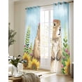 thumbnail image 5 of Groundhog Day Sheer Curtains 84 Inch Length 2 Panels Set for Living Room/Bedroom, Sunflower Spring Floral Botanical Blue Kitchen Curtains Grommet Semi-Sheer Curtains Window Treatments 52"x84"x2, 5 of 7