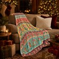 thumbnail image 3 of Autumnal Boho Pumpkin Bat, Festive Holiday Scene, Warm Flannel Blanket for Ranch House and Living Room with Detailed Artwork, Art Lovers Christmas Gift, Festive Home Decor, 3 of 9