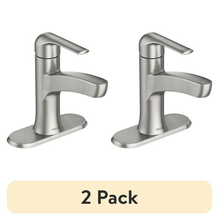 (2 pack) Moen 84565SRN Tilson Spot Resist Brushed Nickel Bathroom Faucet with Optional Deck Plate