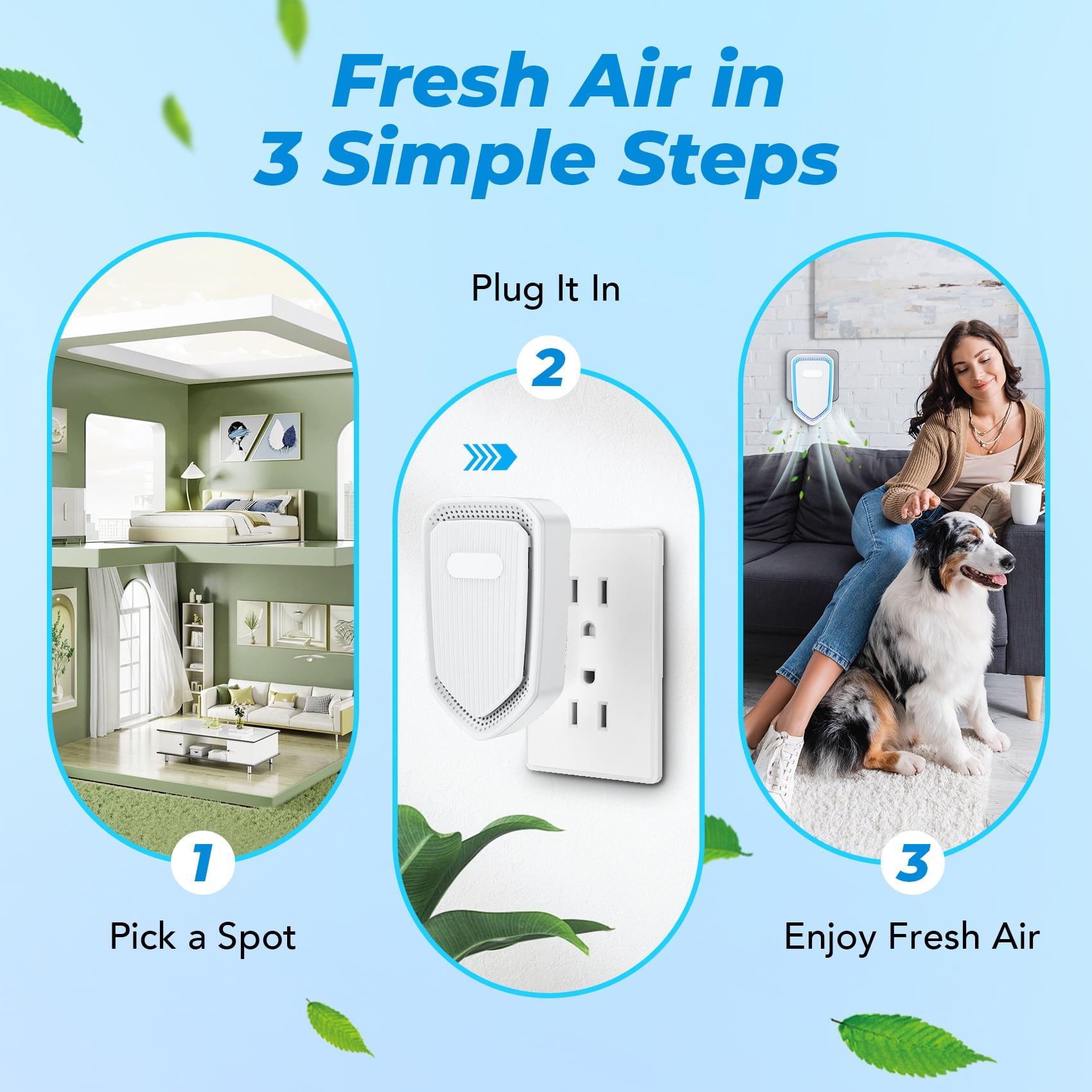 ecolyna Plug In Air Purifiers Quiet Air Freshener for Home Bedroom Office Basemen Portable Mini Air Cleaner Odor