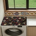 thumbnail image 4 of ZIATUBLES Rooster Chicken Floral Dust Cover for Washer Dryer Top Soft Washing Machine Top Prtotector Mat for Laundry Room Heat-Resistant Kitchen Pad, 24" x 19.7", 4 of 7