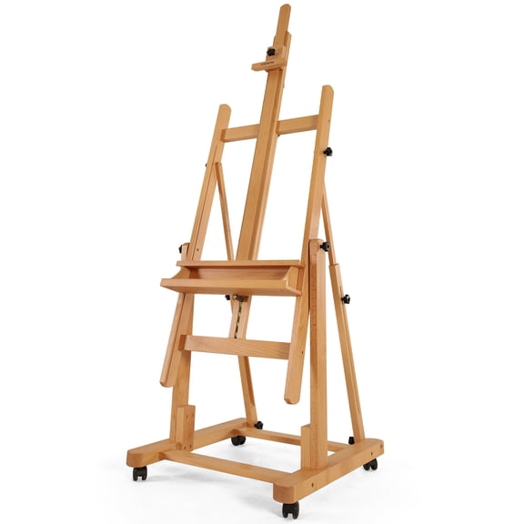 VISWIN Heavy-Duty Extra Large Wood H Frame Easel, Hold Canvas to 82"-Natural