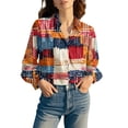 thumbnail image 4 of BILIKEYU Women's Cotton Printed Fashion Button Down Casual Tops, Fall Womens Tops, Womens Long Sleeve Tops, Fall Outfits for Women, 4 of 6
