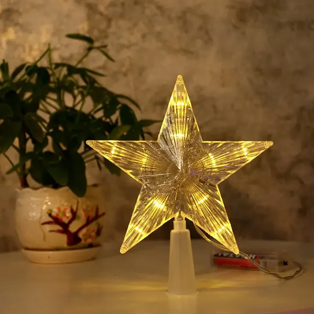 Christmas Tree Top Light, Led Glowing Star Light, Pentagram Christmas Tree Ornament For New Year Home Decoration Gong Bohan unisex
