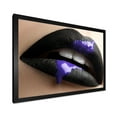 thumbnail image 2 of Designart 'Woman Lips With Black Lipstick & Purple Paint' Modern Framed Art Print, 2 of 4