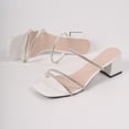 thumbnail image 6 of Gpaecead Women's Rhinestone Fine Strap Chunky Heel Slides Open Toe Sparkling Dressy Summer Party Shoes, B-White, 6 of 8