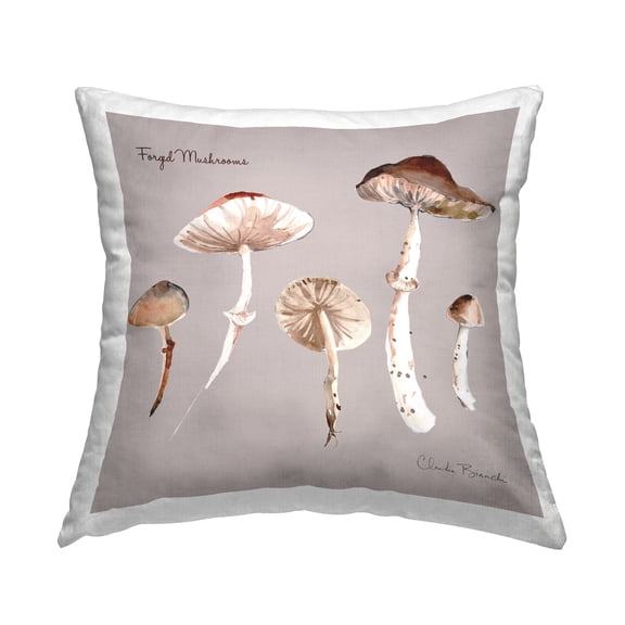 Stupell Industries Foraged Mushroom Diagram Decorative Printed Throw Pillow, 18 x 18