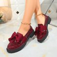 thumbnail image 4 of Gpaecead Women's Oversized Bow Embossed Platform Loafers Chunky Sole Slip On Patent Leather Comfort Shoes For Commute Campus Burgundy, 4 of 8