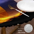 thumbnail image 3 of Volleyball Round Tablecloth, Fitted Table Cover with Elastic for 45"-54" Round Tables, Modern Buruning Flame Sport Black Background Table Cloth Outdoor Indoor Dinning Party Waterproof Tablecloths, 3 of 7
