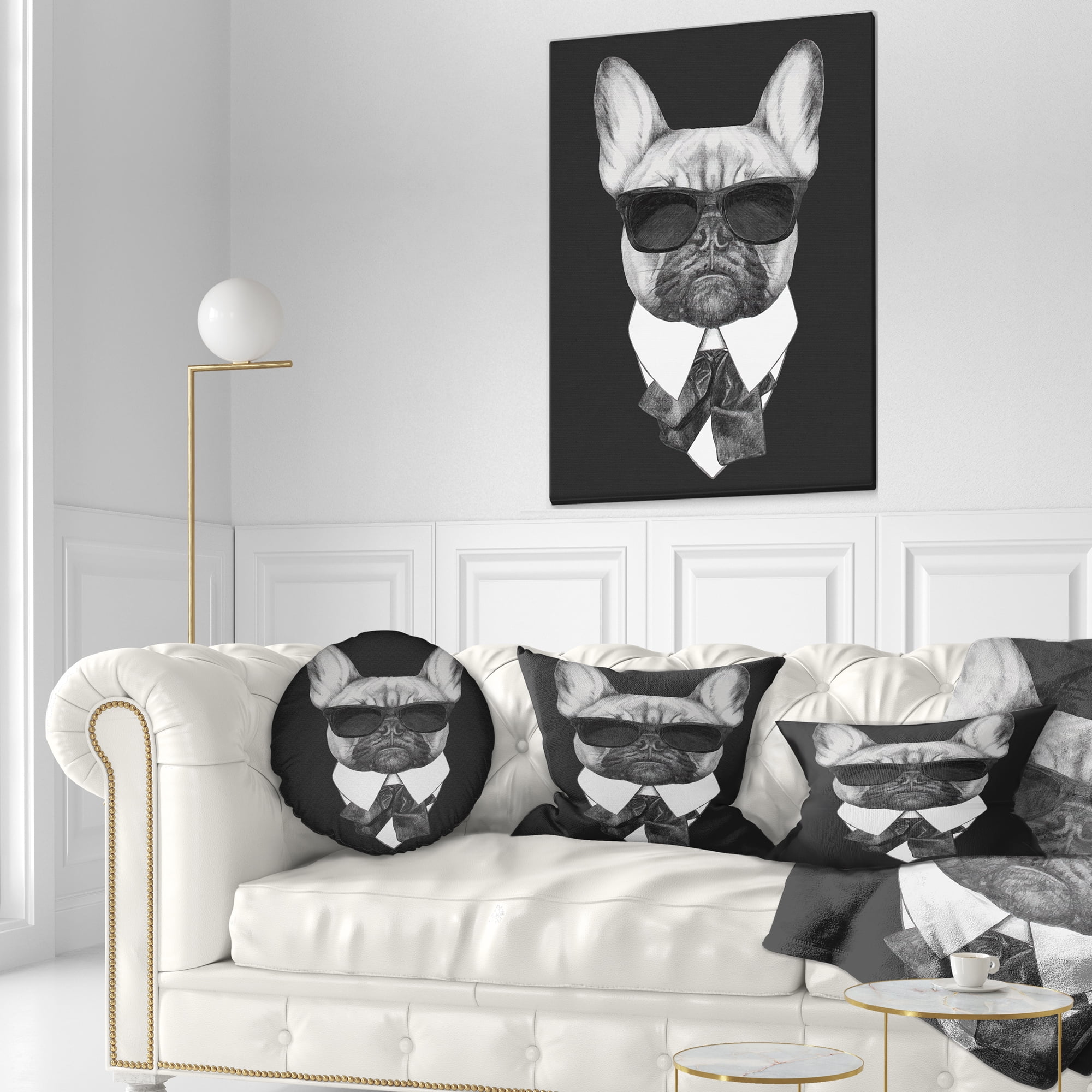 Designart French Bulldog Fashion Portrait - Animal Throw Pillow - 12x20