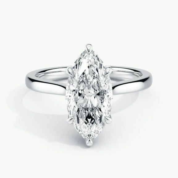 Spot Jewelry 2.2 Ct Marquise Cut Moissanite Ring - 14K White Gold Plated Ring for Her - Gorgeous Anniversary Gifts for Women's - Solitaire Engagement Silver Ring for Her - Wedding Bridesmaid Gifts