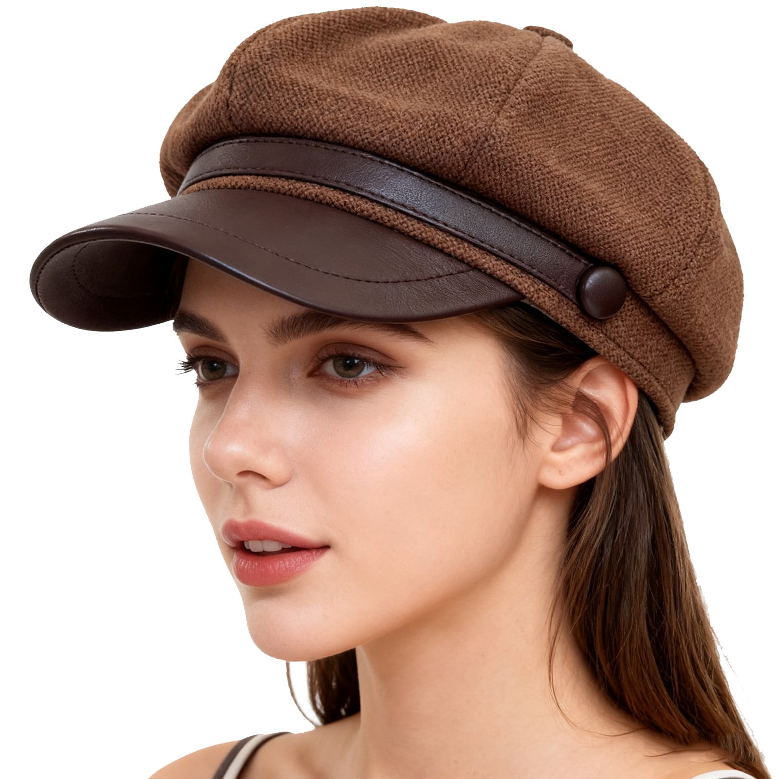6732 Brown Newsboy Plain Cabbie Visor Beret Hat & Grey Natural Silk Night Gustave 3 Pack Men Mesh Newsboy Hats Summer Breathable Flat  main image 4
