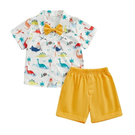 

Bagilaanoe 2pcs Toddler Baby Boy Girl Shorts Set Short Sleeve Print Shirt Tops + Shorts 6M 12M 18M 24M 3T 4T Kids Casual Summer Clothes