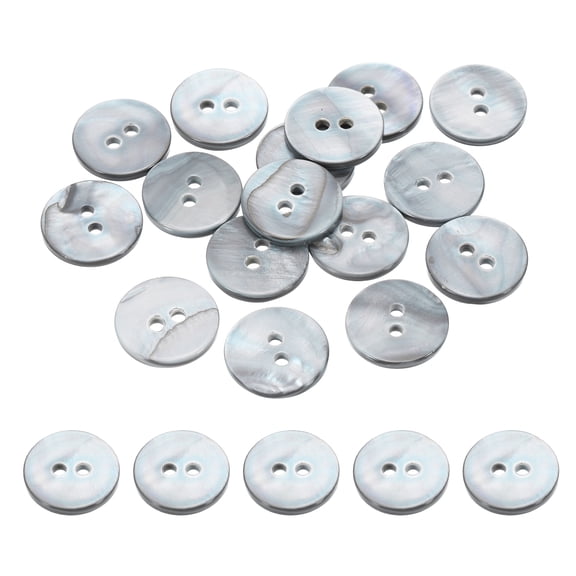 Uxcell 12 Pcs 15mm Mother of Pearl Buttons, 2 Holes MOP Natural Pearl Shell Buttons for Sewing Clothes Coat Suits Shirt DIY Craft Decoration, Gray