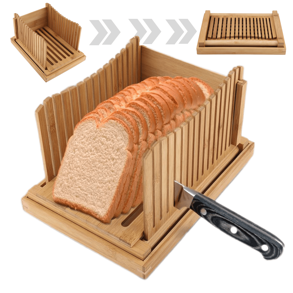 Delaman Bread Slicer Cutting Guide, Bamboo Foldable Compact Chopping