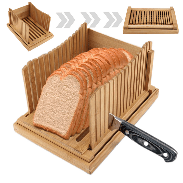 Delaman Bread Slicer Cutting Guide, Bamboo Foldable Compact Chopping