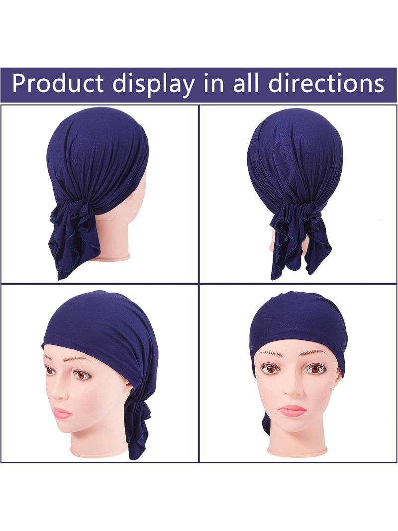 4 Pieces Slip-On Pre-Tied Head Scarves Women Headwear Turban  display picture 1