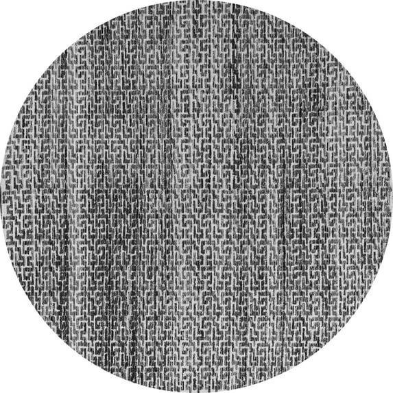 Ahgly Company Indoor Round Abstract Gray Modern Area Rugs, 7' Round