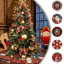 Christmas Tree Skirt Red Faux Fur Classic Pattern Tree Skirt Soft Plush Tree Mat Furry Xmas Tree Base Cover for Winter Holiday Party Home Christmas Decoration 59.06x59.06inch