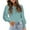 Light Blue, variant on HAiming Women's Spring Tops Solid Color Puff Long Sleeve Round Neck Button Decor Shirts Loose Casual Pullover Blouse