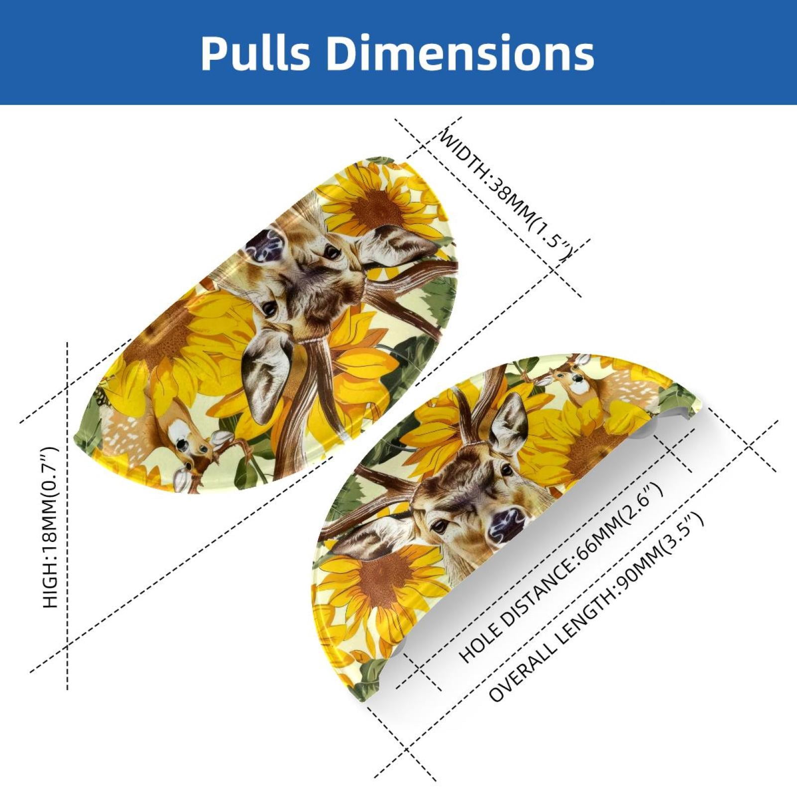 PhooArto 6 Pcs Cup Drawer Pulls, Sunflowers Deer Pattern Shell Shape Handles Cabinet Knobs for Dresser Cupboard Closet Wardrobe with Screws