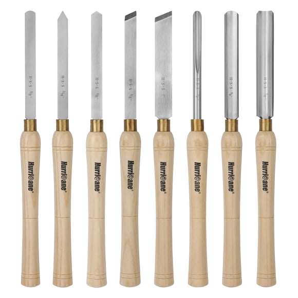Juego de cinceles para madera HURRICANE, 8 piezas, herramientas para tornear madera con caja