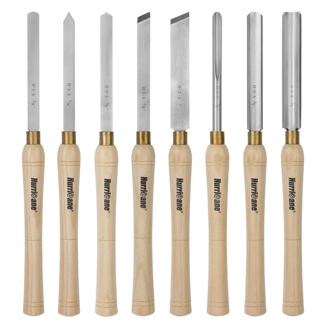 Juego de cinceles para madera HURRICANE, 8 piezas, herramientas para tornear madera con caja