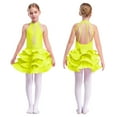 thumbnail image 1 of Yruioon Big Girls Salsa Rumba Chacha Dance Dress Rhinestones Latin Jazz Dancer Costume Backless Leotard Fluorescent Yellow 8, 1 of 3