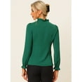 thumbnail image 4 of DARING DIVA Women's Elegant Ruffle Tie Neck Work Blouse Top XL Dark Green, 4 of 6