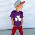 thumbnail image 6 of XIMIN Kids' St. Patrick's Day Soft Short-Sleeve Crew Neck T-Shirt - Distressed White Four-Leaf Clover Graphic, Lucky Charm Top for Boys & Girls, 6 of 8