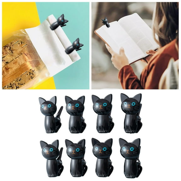 RBEK 8 Food Bag Clips Reusable Sealing Clips Suitable For Snacks Chips Etc. Purpose Design Suitable For Home Storage High Hardness Cute Cat Shape