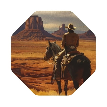 

Matuu Western Desert Cowboy Cloud for Cup Coasters Set of 6 Leather Coasters Desk Coasters for Office Measures 4” x 4” Octagon