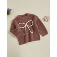 thumbnail image 3 of Suealasg Baby Girl Knit Sweater Long Sleeve Bowknot Embroidery Chunky Pullover Sweater 6M 1T 2T 3T Toddler Girl Fall Winter Warm Sweater Top, 3 of 7