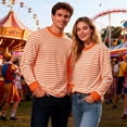 thumbnail image 5 of MDUKONU Men's Striped Shirts Long Sleeve, T-Shirt Crewneck Cotton Blend Stripes Top Casual Tee Orange M, 5 of 5