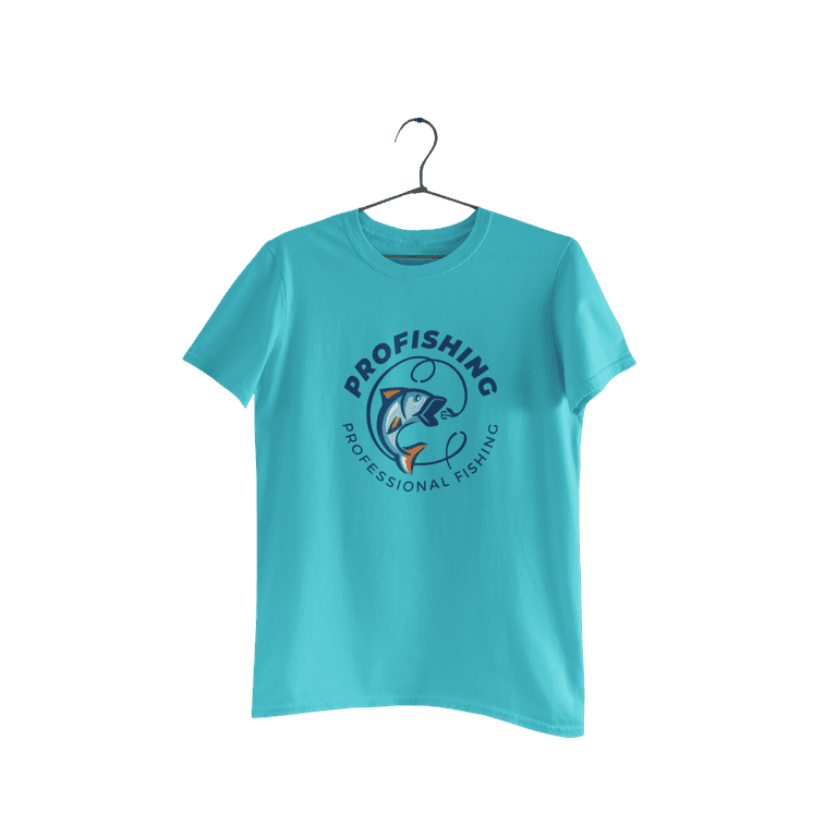 kiMaran Professional Fishing Tournament Logo Art T-Shirt Unisex Short  Sleeve Tee (Turquoise XL)