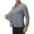 thumbnail image 2 of Youclos Men's Stretch Long Sleeve Button Down Dress Shirt, Band Collar with Chest Pockets, Casual Standard Fit, 2 of 8