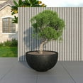 thumbnail image 3 of LeisureMod Iris Mid-Century Modern Fiberstone and Clay Planter - Round Plant Pot with Drainage Holes for Indoor and Outdoor (Black, 9" Height), 3 of 6