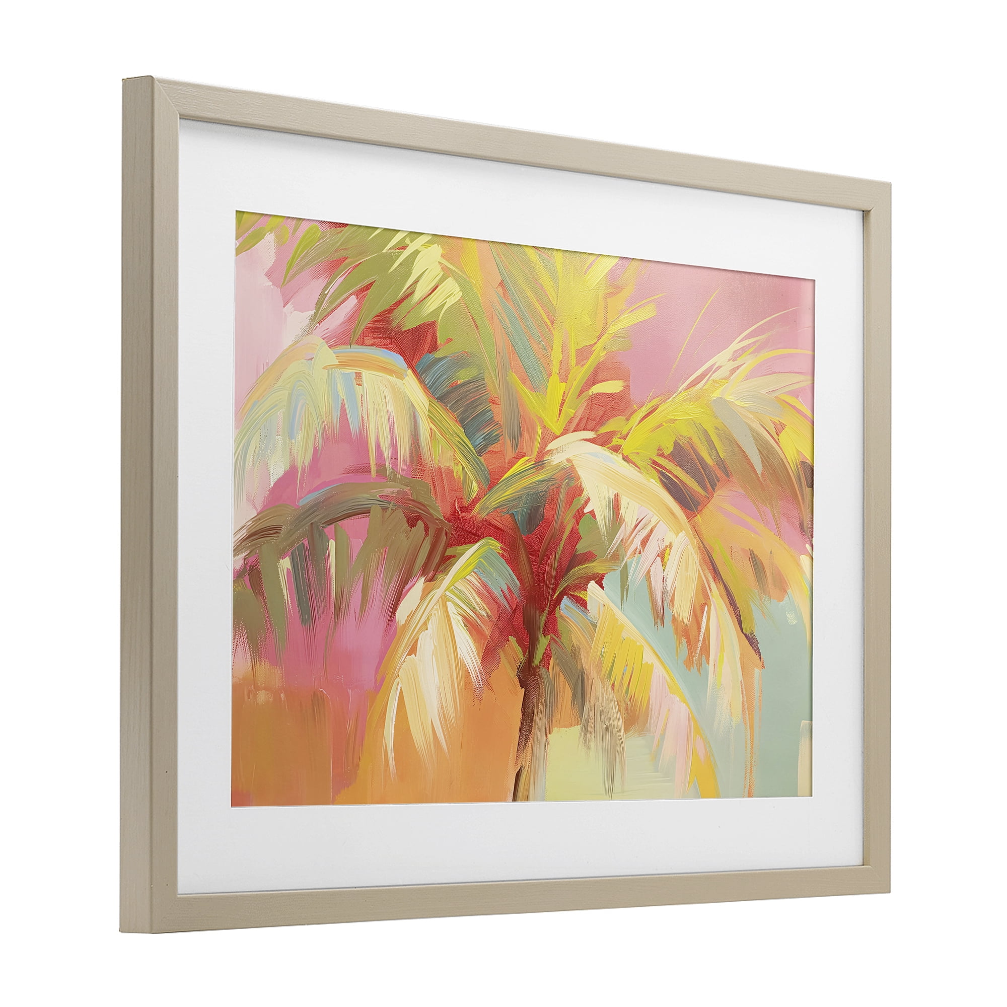 Stupell Industries Warm Palm Leaf Impressions Birch Framed Print Under Glass, design by Jacky Ngan