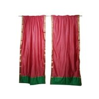 Mogul 2 Indian Handmade Silk Sari Curtain Drape Panel Window Treatment Beautiful Border Rod Pocket Home Decor 96 inch