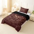 thumbnail image 2 of Castle Fairy Gothic Skull Twin Comforter Sets 2pcs,Abstract Gradient Leaves Bedding Set,Wine Rust,1 Comforter and 1 Pillowcase,Black Reversible, 2 of 6