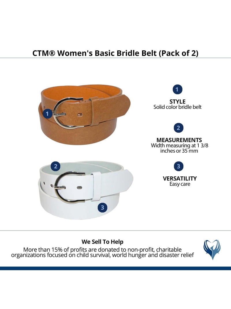 4373 Womens 1 3/8 Inch Wide Basic Bridle Belt, Medium CTM Womens 1 3/8 Inch Wide Basic Bridle Belt, Small, Brown  main image 4