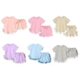 thumbnail image 3 of BULLPIANO Toddler Baby Girl Summer Clothes Ruffles Short Sleeves T-Shirt Tops Drawstring Shorts Cute Girl Summer Outfit, 3 of 3