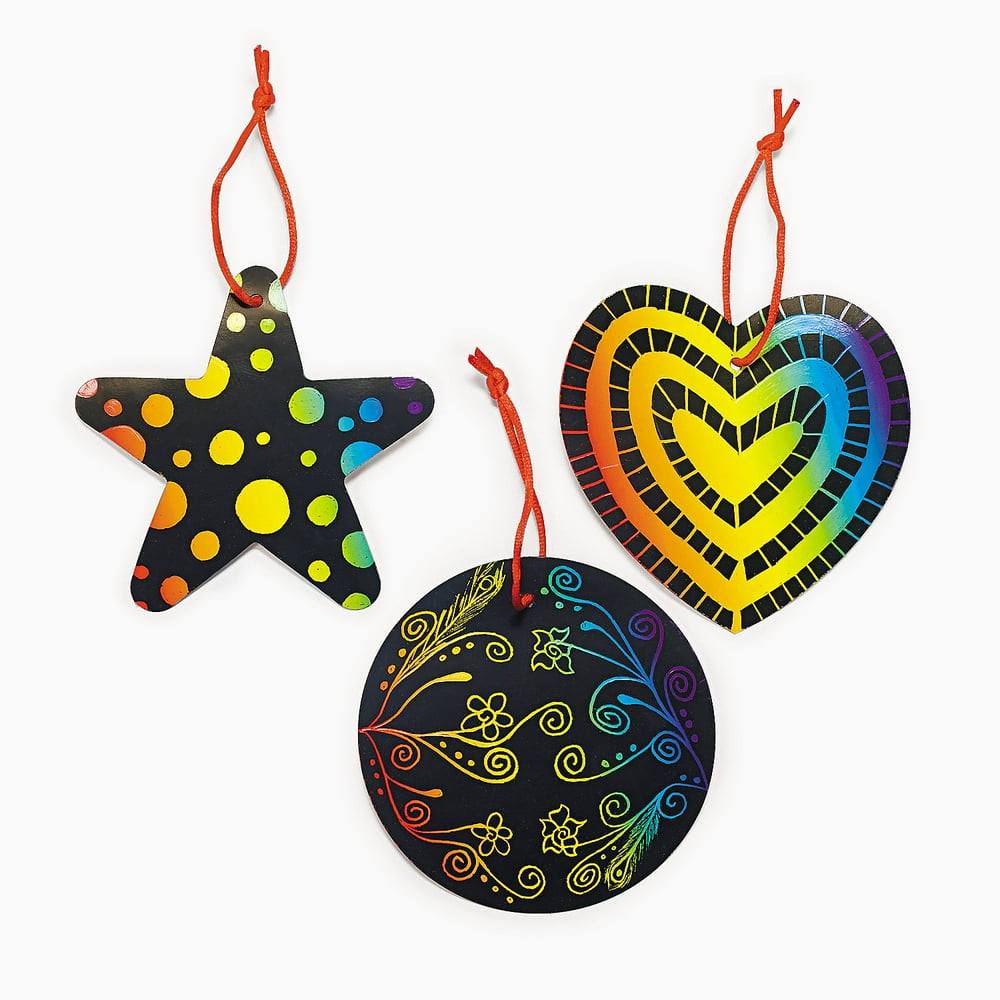 Magic Color Scratch Ornaments (24Pc) Craft Supplies 24 Pieces