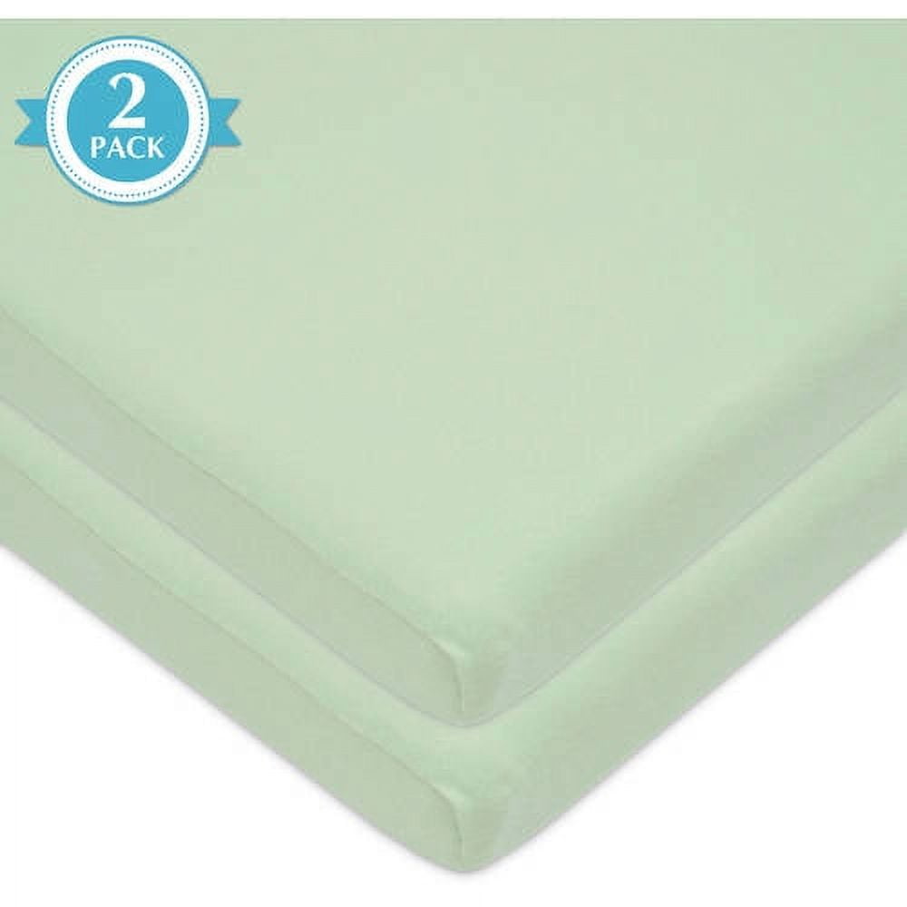 American Baby Company 2 Pack 100% Cotton Knit Fitted 18" x 36" Cradle/Bassinet Sheet - Compatible with Mika Micky Bassinet, Celery, Soft Breathable, for Boys and Girls