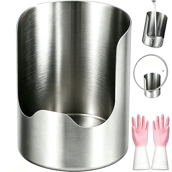 Thickened Stainless Steel Utensil Organizer, Multi-Functional Kitchen Holder for Pot Lids,Spoon Spatula Ladle Caddy, Pot Lid Rest Stand, Cutting Board