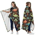 thumbnail image 2 of Wearable Blanket,DarkBrown Cartoon Dinosaurs Forest Pattern Hooded Wearable Flannel Blanket for Adults & Teens,Winter Poncho Shawl Wrap Cape Cozy Anti-Pill,50"x60", 2 of 5